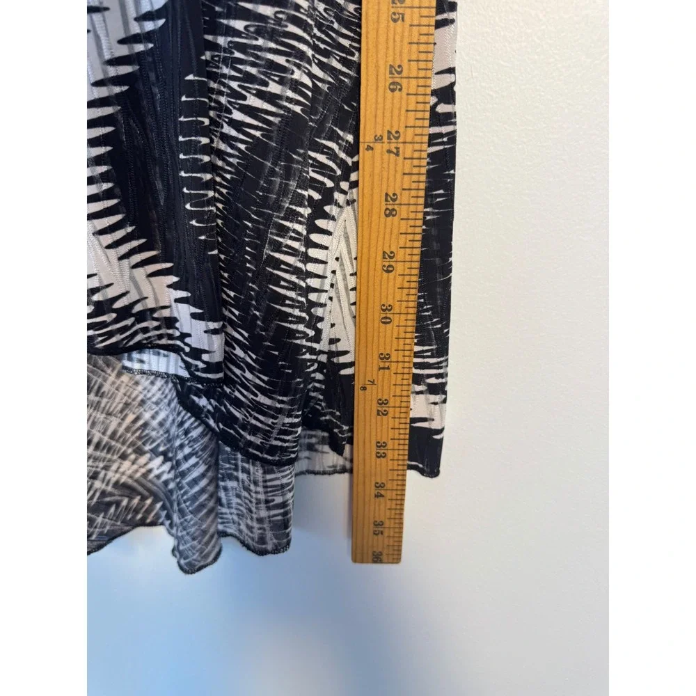 Boho Christopher & Banks Women XL High Low Maxi Skirt Black White Abstract Print
